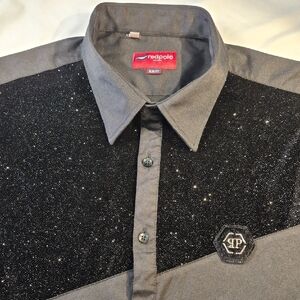 Redpolo Black With Sparkle Button Down Shirt Long Sleeve